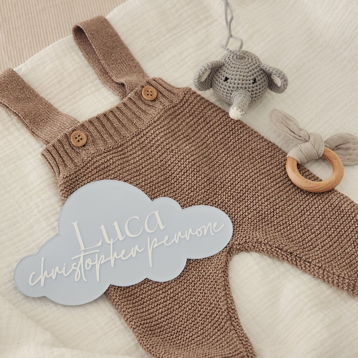 Cloud Birth Announcement Plaque ~ Painted Acrylic Baby Name Sign