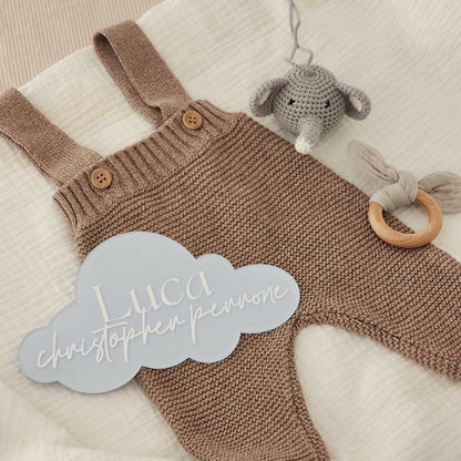 Cloud Birth Announcement Plaque ~ Painted Acrylic Baby Name Sign