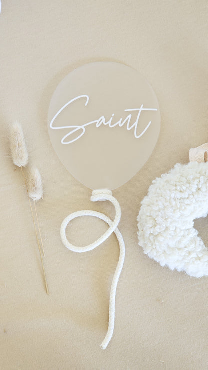 Balloon Birth Announcement Plaque ~ Hand-Painted Acrylic Baby Name Sign
