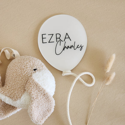 Balloon Birth Announcement Plaque ~ Hand-Painted Acrylic Baby Name Sign