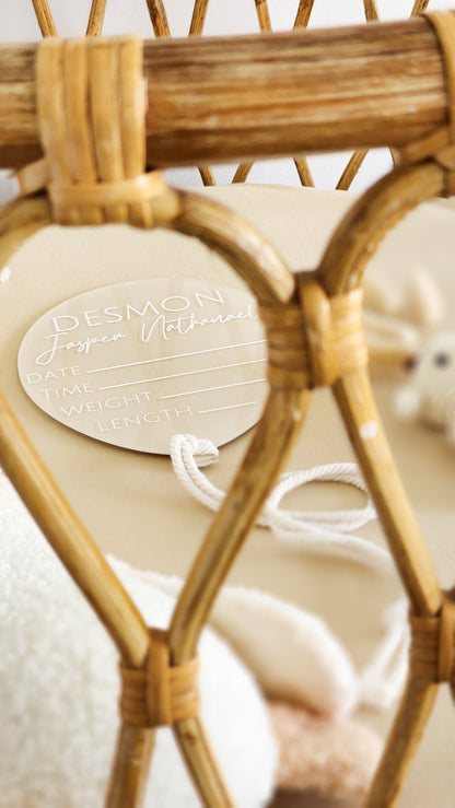 Balloon Fill-In Birth Announcement Plaque | Hand-painted Acrylic Newborn Photo Prop