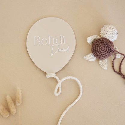 Balloon Birth Announcement Plaque ~ Hand-Painted Acrylic Baby Name Sign