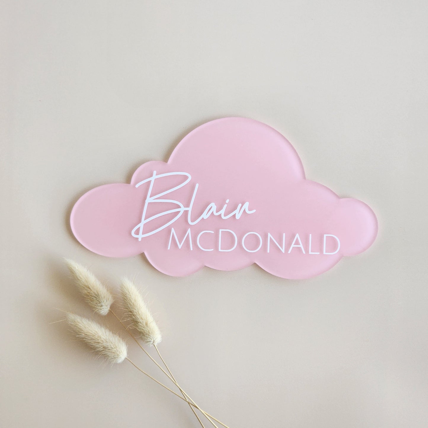 Cloud Birth Announcement Plaque ~ Painted Acrylic Baby Name Sign