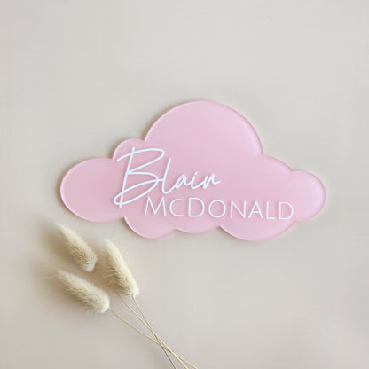 Cloud Birth Announcement Plaque ~ Painted Acrylic Baby Name Sign
