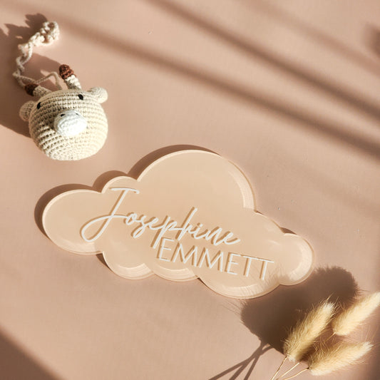 Cloud Birth Announcement Plaque ~ Hand-Painted Acrylic Baby Name Sign