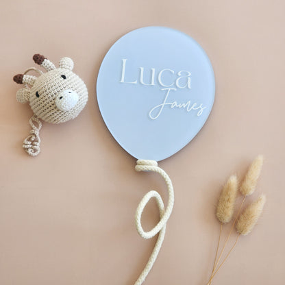 Balloon Birth Announcement Plaque ~ Hand-Painted Acrylic Baby Name Sign