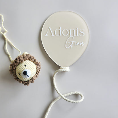 Balloon Birth Announcement Plaque ~ Hand-Painted Acrylic Baby Name Sign