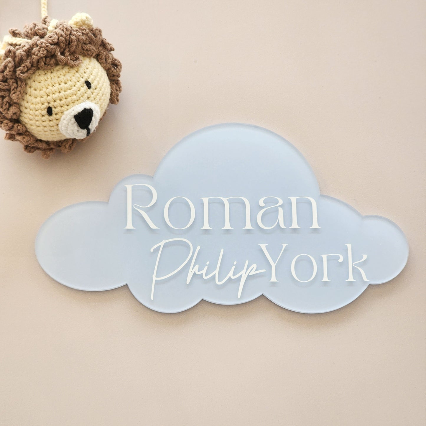 Cloud Birth Announcement Plaque ~ Painted Acrylic Baby Name Sign