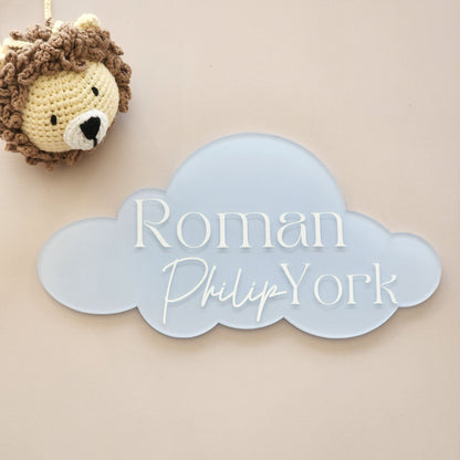 Cloud Birth Announcement Plaque ~ Painted Acrylic Baby Name Sign