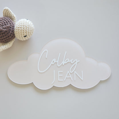 Cloud Birth Announcement Plaque ~ Painted Acrylic Baby Name Sign