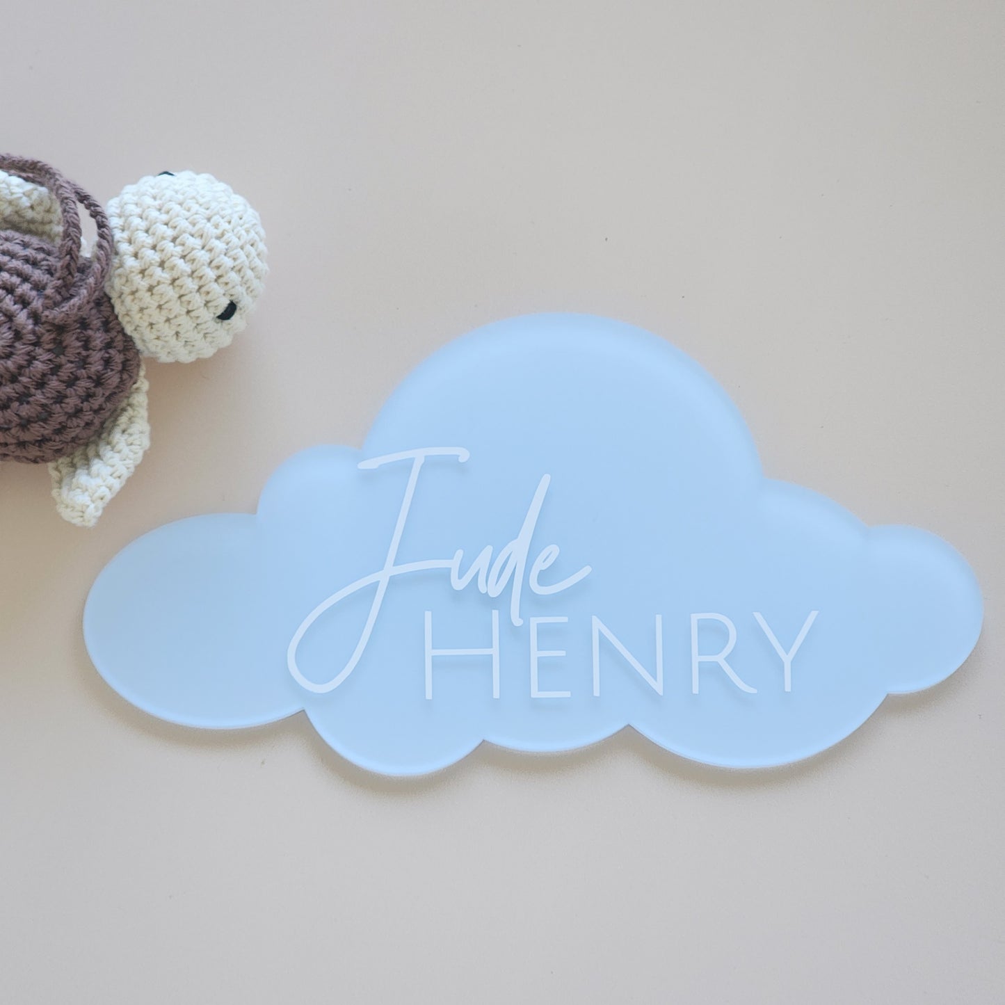 Cloud Birth Announcement Plaque ~ Painted Acrylic Baby Name Sign