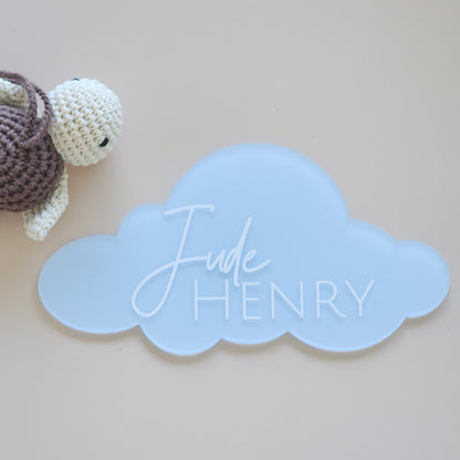 Cloud Birth Announcement Plaque ~ Painted Acrylic Baby Name Sign