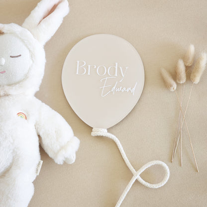 Balloon Birth Announcement Plaque ~ Hand-Painted Acrylic Baby Name Sign