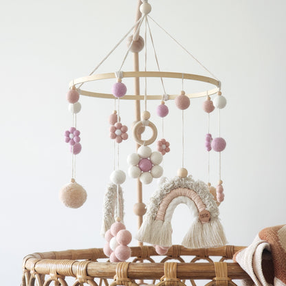 Benutzerdefiniertes Kinderzimmer-Kinderbett-Mobile ~ Gänseblümchen + Regenbogen