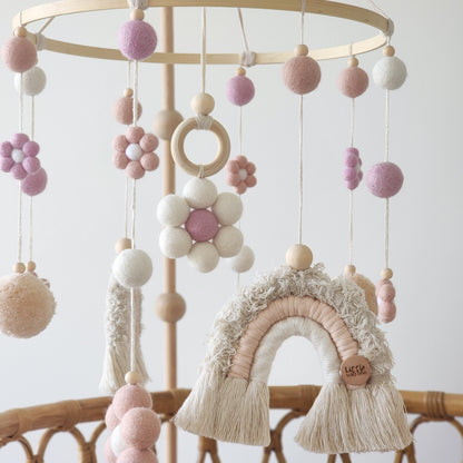 Benutzerdefiniertes Kinderzimmer-Kinderbett-Mobile ~ Gänseblümchen + Regenbogen