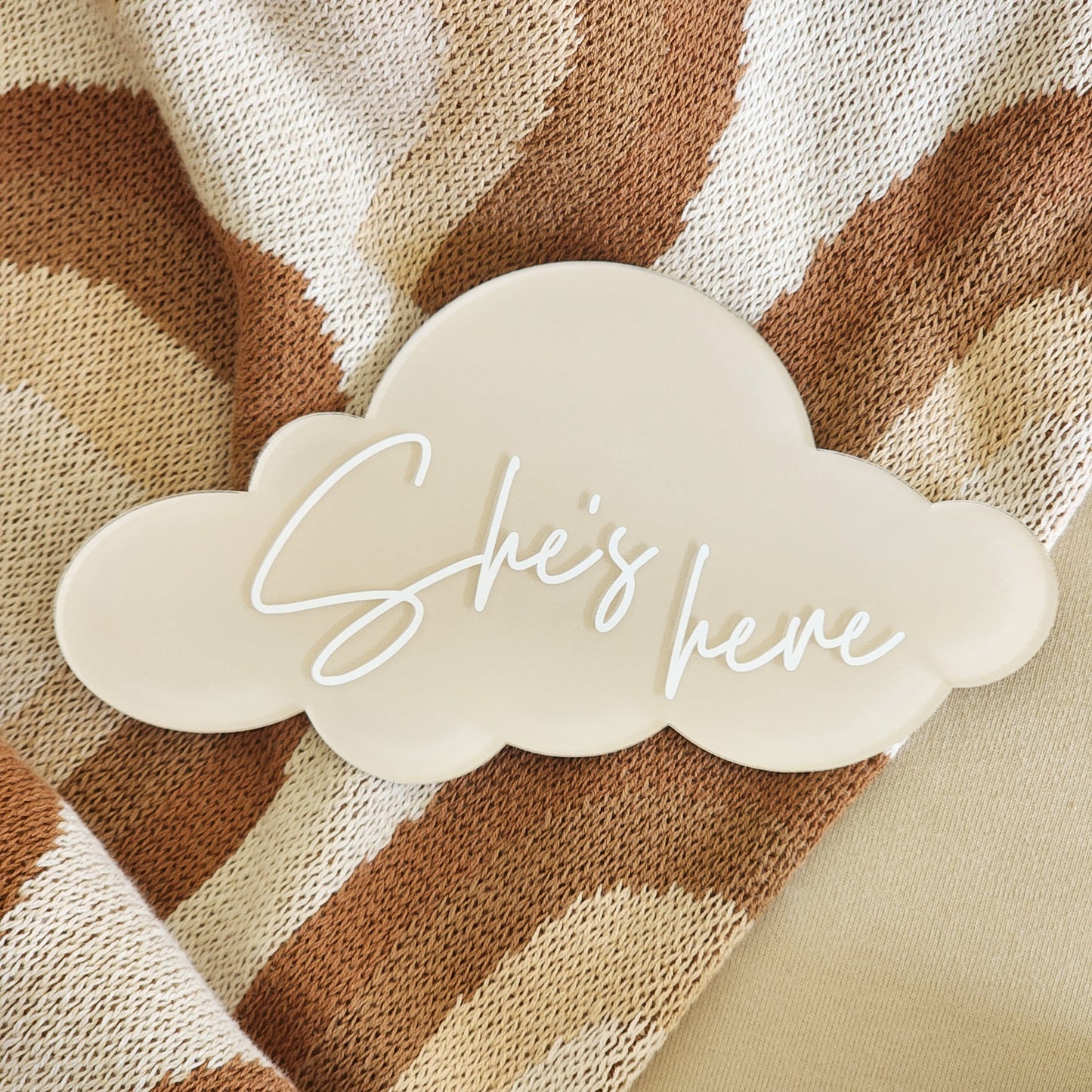 Cloud Birth Announcement Plaque ~ Painted Acrylic Baby Name Sign