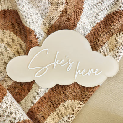 Cloud Birth Announcement Plaque ~ Painted Acrylic Baby Name Sign
