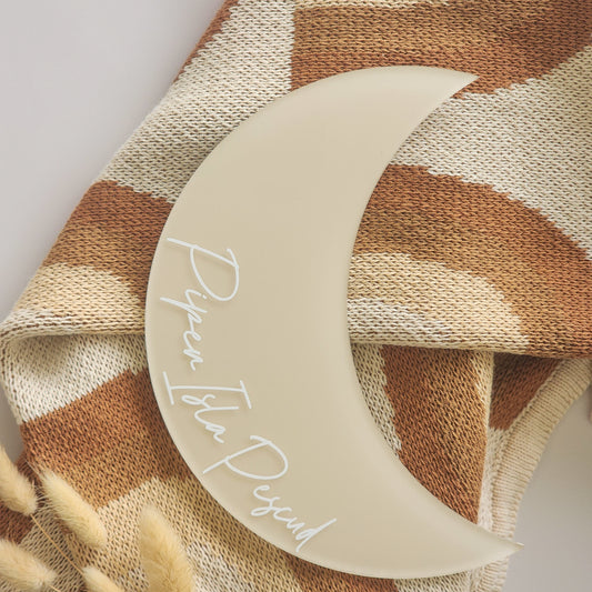 Moon Birth Announcement Plaque ~ Hand-Painted Acrylic Baby Name Sign