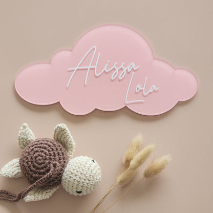 Cloud Birth Announcement Plaque ~ Painted Acrylic Baby Name Sign