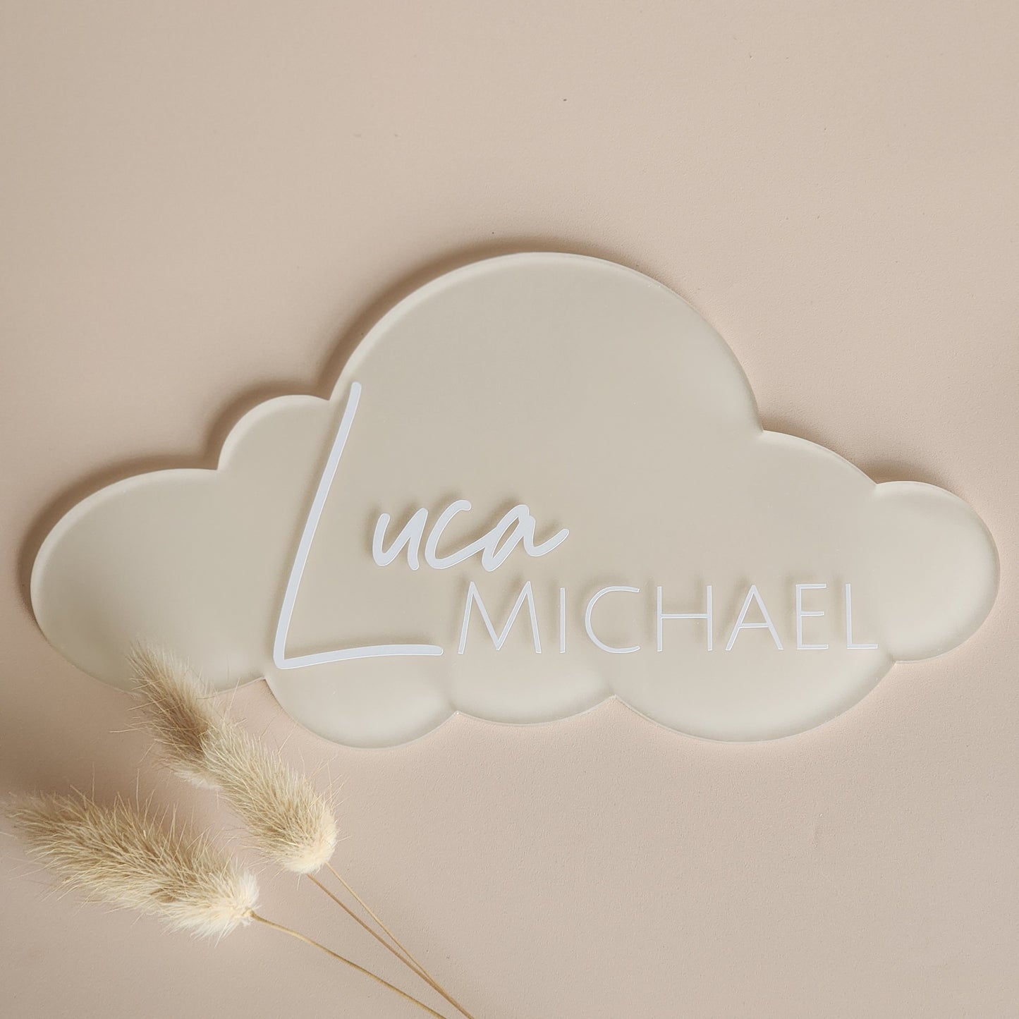 Cloud Birth Announcement Plaque ~ Painted Acrylic Baby Name Sign