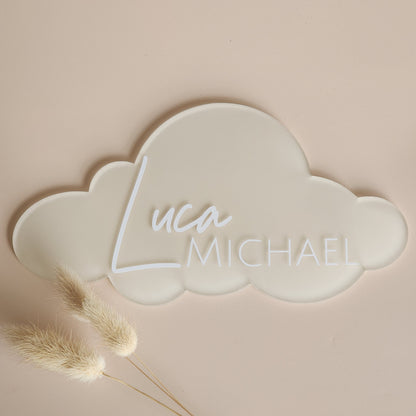 Cloud Birth Announcement Plaque ~ Painted Acrylic Baby Name Sign