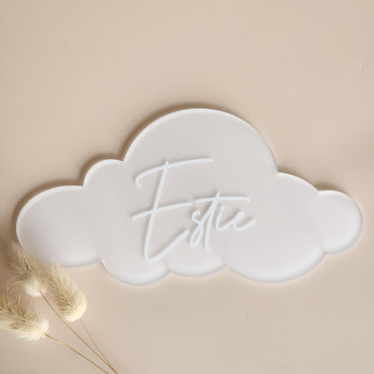 Cloud Birth Announcement Plaque ~ Painted Acrylic Baby Name Sign
