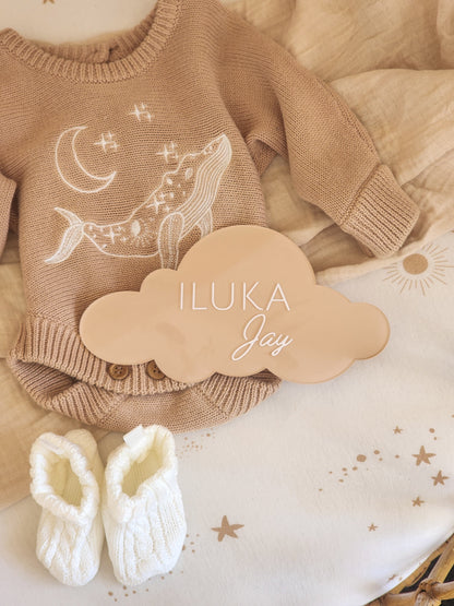 Cloud Birth Announcement Plaque ~ Painted Acrylic Baby Name Sign