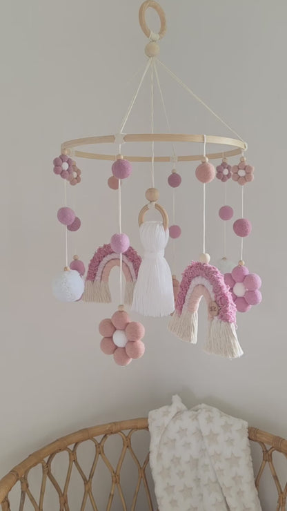 Daisy + Rainbow Nursery Cot Mobile