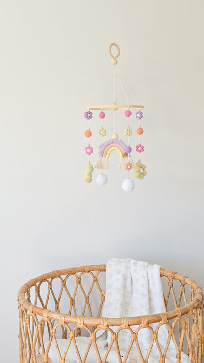 Benutzerdefiniertes Kinderzimmer-Kinderbett-Mobile ~ Gänseblümchen + Regenbogen
