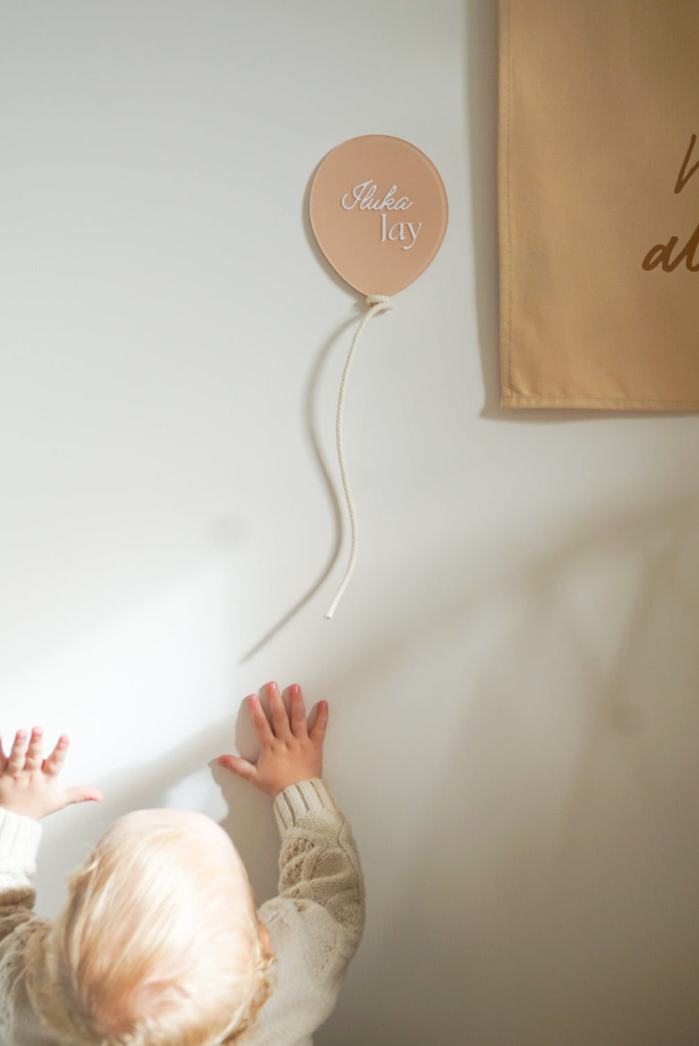 Balloon Birth Announcement Plaque ~ Painted Acrylic Baby Name Sign