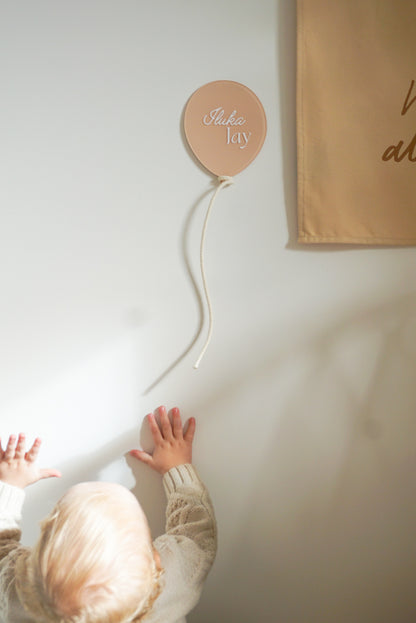 Balloon Birth Announcement Plaque ~ Painted Acrylic Baby Name Sign