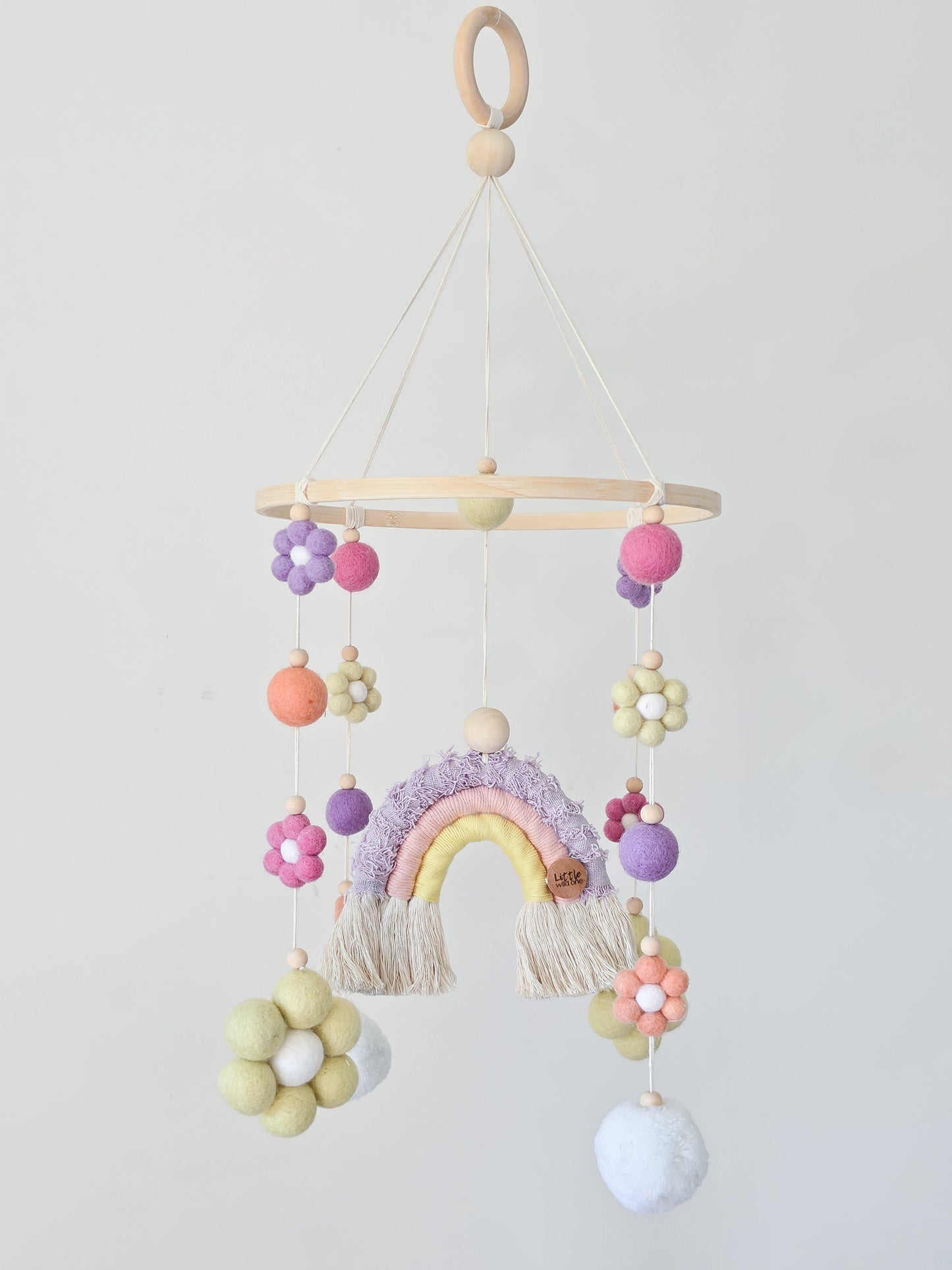 Benutzerdefiniertes Kinderzimmer-Kinderbett-Mobile ~ Gänseblümchen + Regenbogen