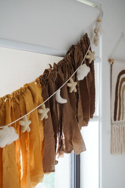 Celestial Bunting ~ Felt stars, moon + clouds garland