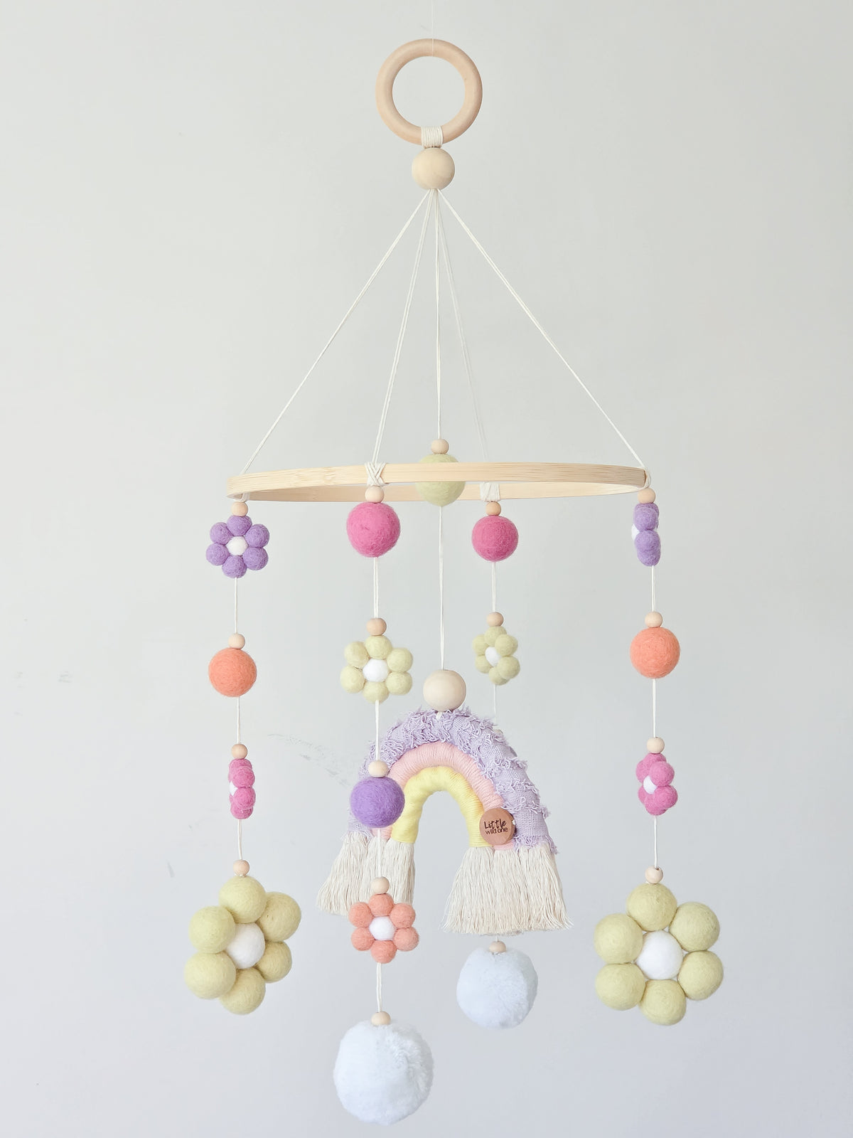 Benutzerdefiniertes Kinderzimmer-Kinderbett-Mobile ~ Gänseblümchen + Regenbogen