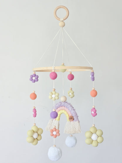 Benutzerdefiniertes Kinderzimmer-Kinderbett-Mobile ~ Gänseblümchen + Regenbogen