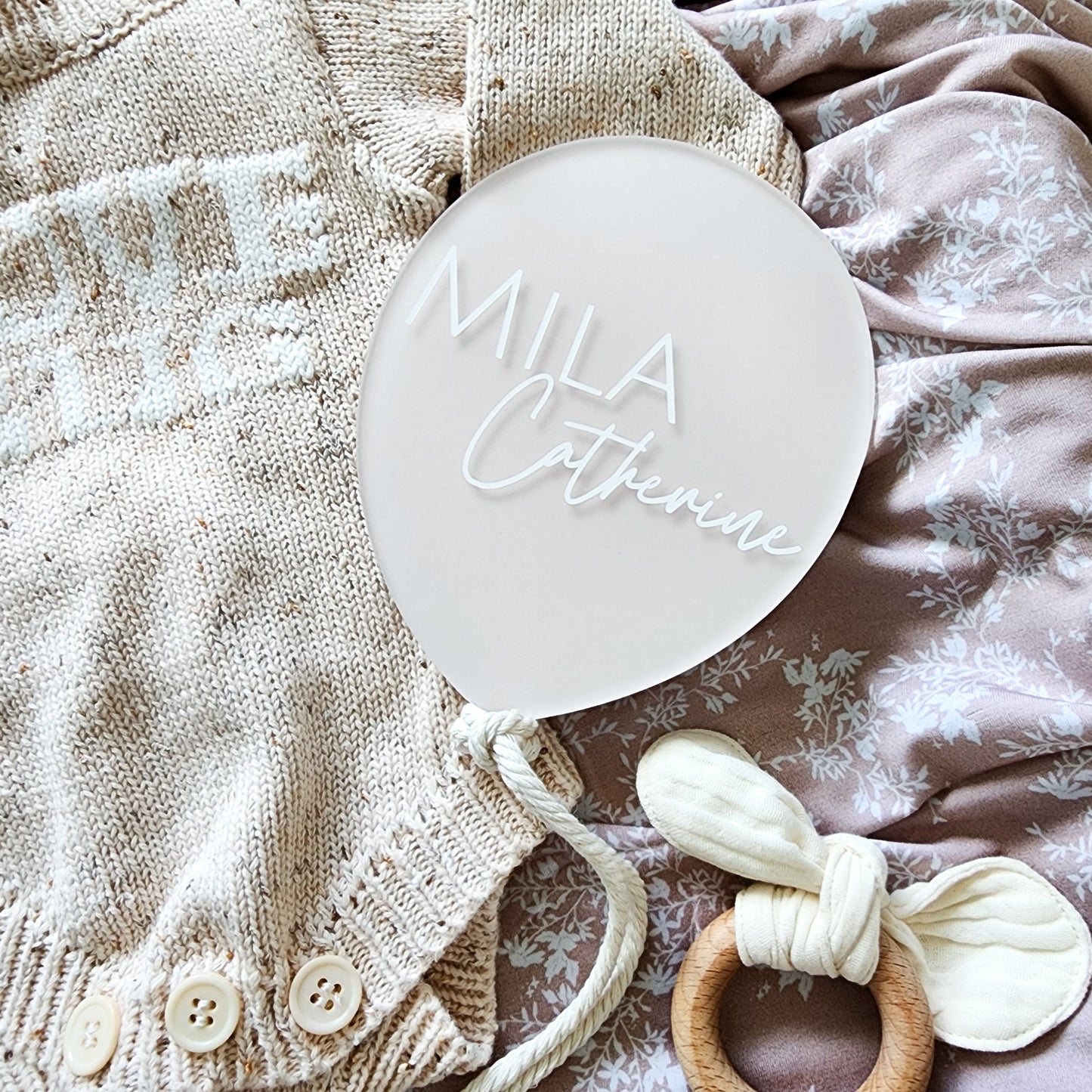 Balloon Birth Announcement Plaque ~ Hand-Painted Acrylic Baby Name Sign