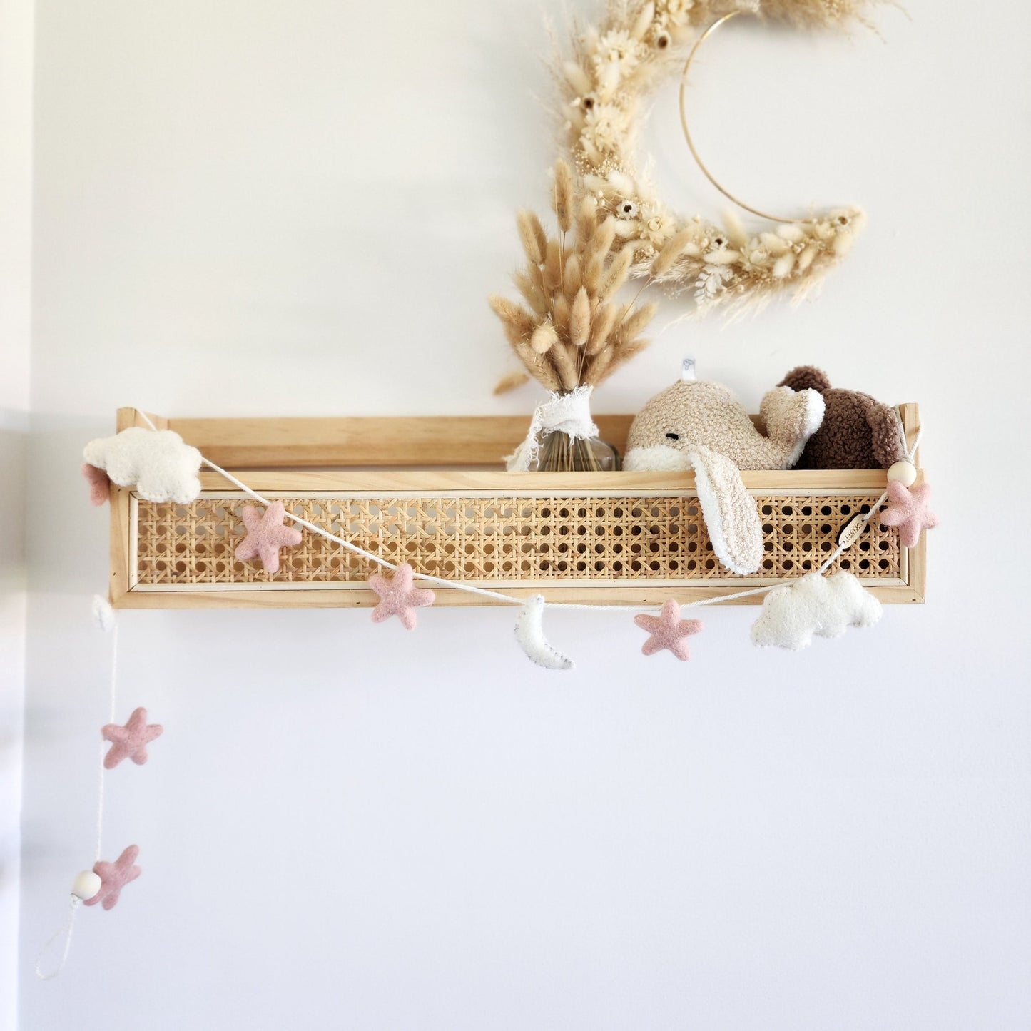 Celestial Bunting ~ Felt stars, moon + clouds garland