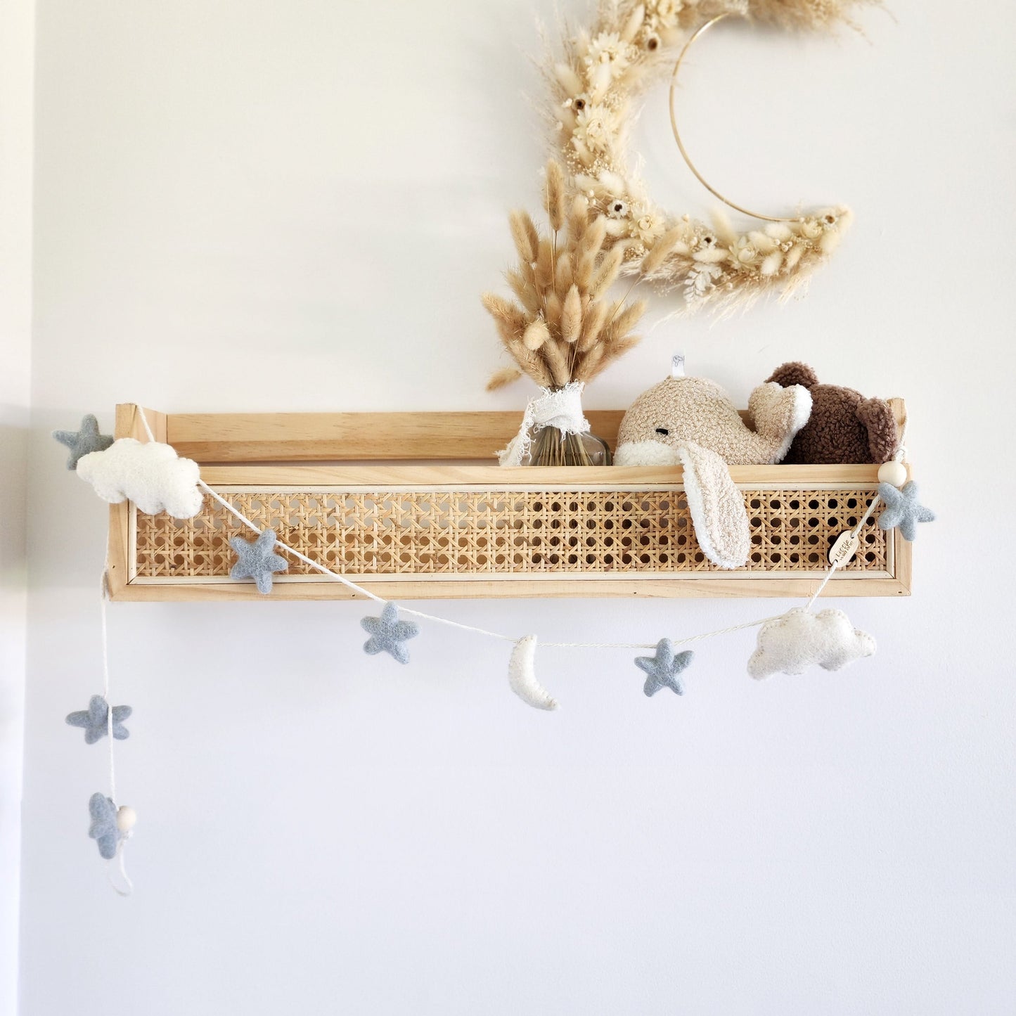 Celestial Bunting ~ Felt stars, moon + clouds garland